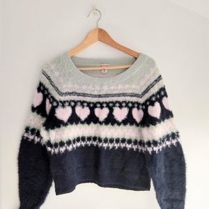 Cozy Victoria's Secret Heart Print Crewneck Sweate
